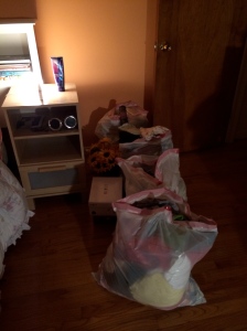 Some stuff on its way out of my room.